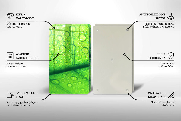 Kuchynská doska veľká zo skla Detailný záber na list