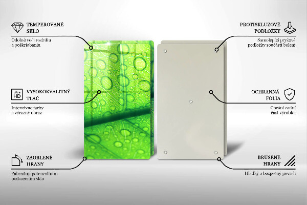 Kuchynská doska veľká zo skla Detailný záber na list