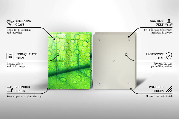 Kuchynská doska veľká zo skla Detailný záber na list