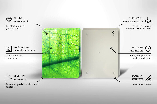 Kuchynská doska veľká zo skla Detailný záber na list