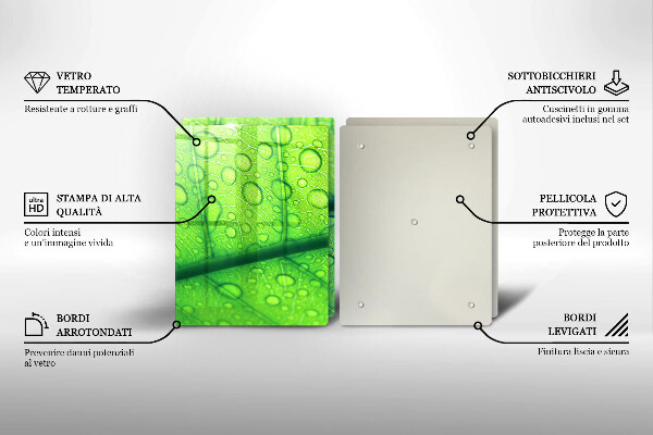 Kuchynská doska veľká zo skla Detailný záber na list