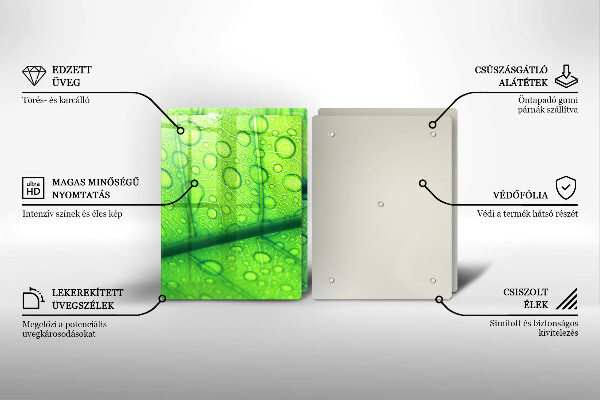 Kuchynská doska veľká zo skla Detailný záber na list