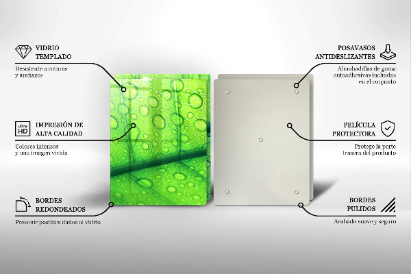 Kuchynská doska veľká zo skla Detailný záber na list
