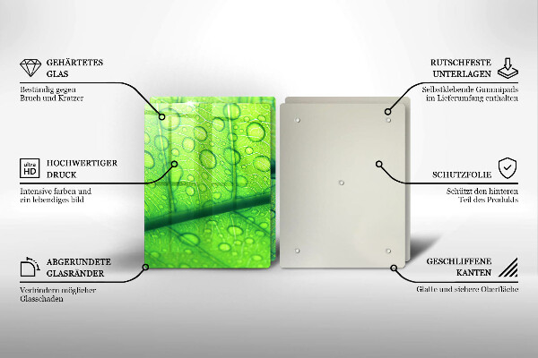 Kuchynská doska veľká zo skla Detailný záber na list