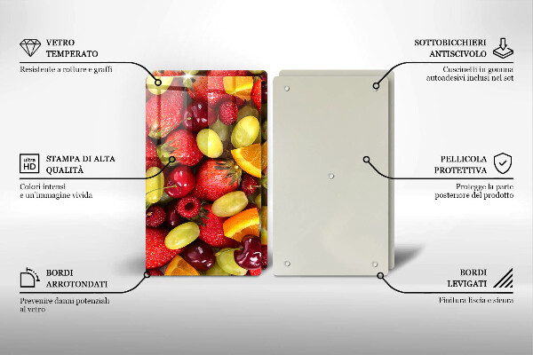 Kuchynská doska veľká zo skla Letné ovocie