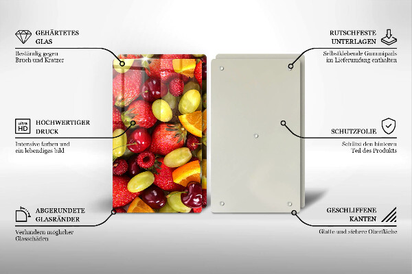 Kuchynská doska veľká zo skla Letné ovocie