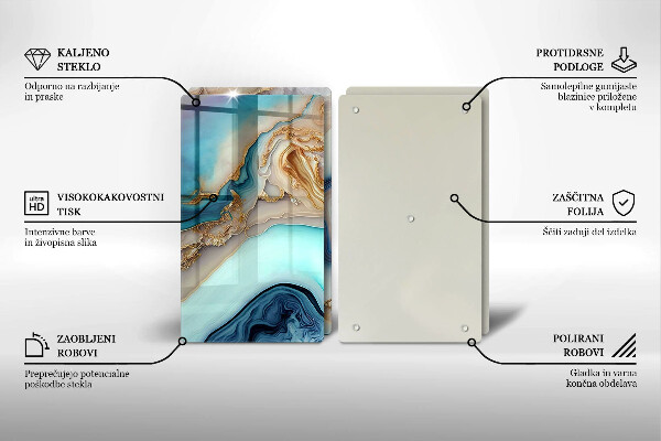 Kuchynská doska veľká zo skla Viacfarebný mramor