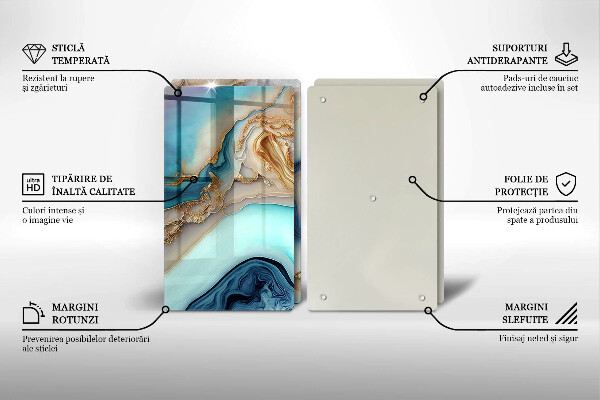 Kuchynská doska veľká zo skla Viacfarebný mramor