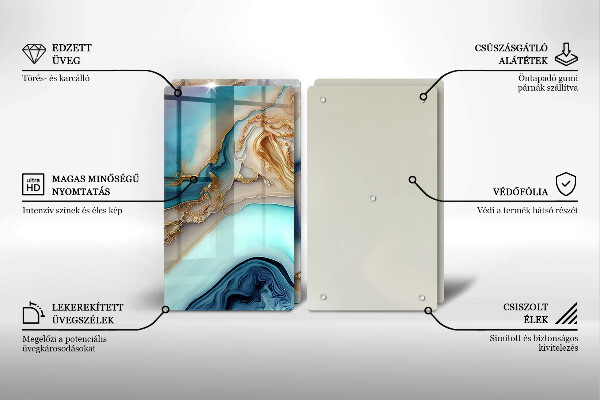 Kuchynská doska veľká zo skla Viacfarebný mramor