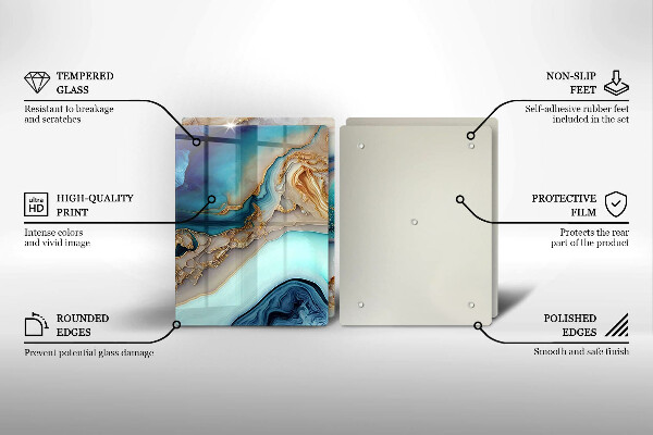 Kuchynská doska veľká zo skla Viacfarebný mramor