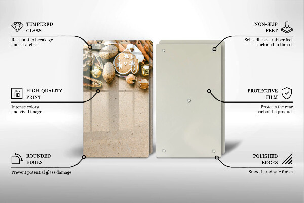 Kuchynská doska veľká zo skla vianočné dekorácie