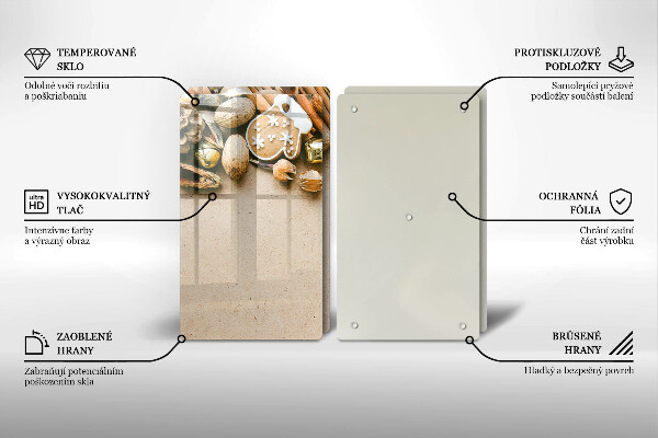 Kuchynská doska veľká zo skla vianočné dekorácie