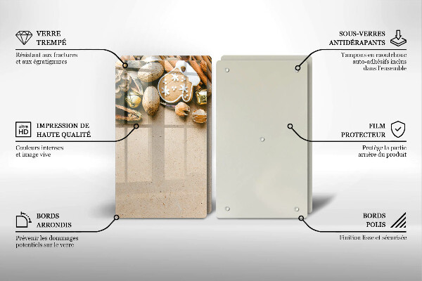 Kuchynská doska veľká zo skla vianočné dekorácie