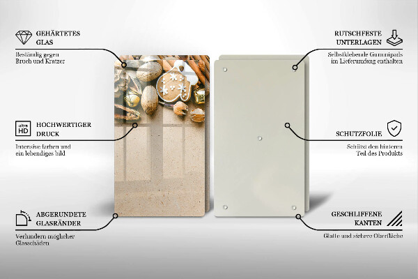 Kuchynská doska veľká zo skla vianočné dekorácie