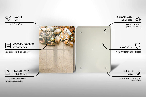 Kuchynská doska veľká zo skla vianočné dekorácie