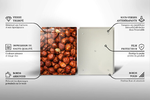 Kuchynská doska veľká zo skla Lieskové oriešky