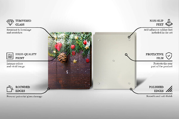 Kuchynská doska veľká zo skla Vianočná výzdoba