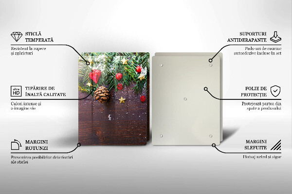 Kuchynská doska veľká zo skla Vianočná výzdoba