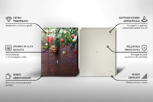 Kuchynská doska veľká zo skla Vianočná výzdoba