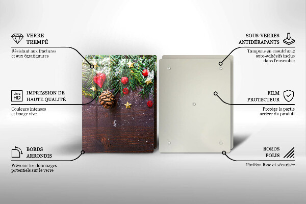 Kuchynská doska veľká zo skla Vianočná výzdoba