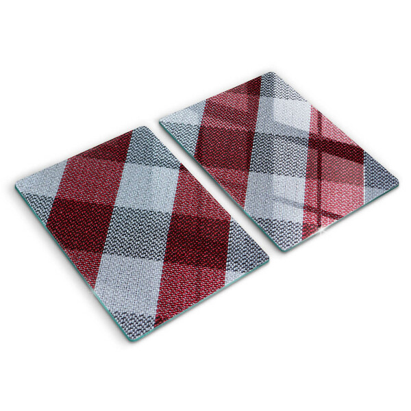 Kuchynská doska veľká zo skla Červeno-biely kockovaný vzor