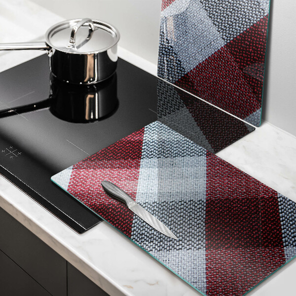 Kuchynská doska veľká zo skla Červeno-biely kockovaný vzor