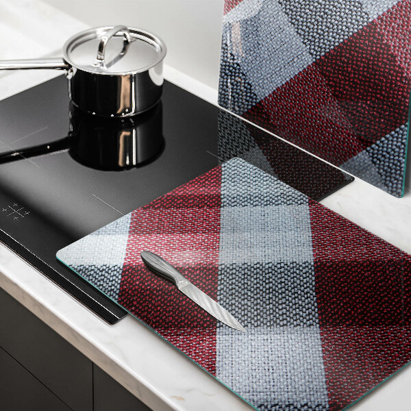 Kuchynská doska veľká zo skla Červeno-biely kockovaný vzor