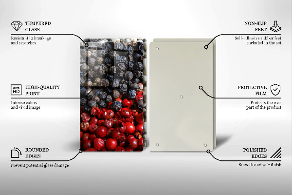 Kuchynská doska veľká zo skla Čierne korenie