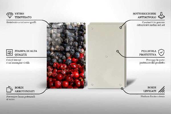 Kuchynská doska veľká zo skla Čierne korenie