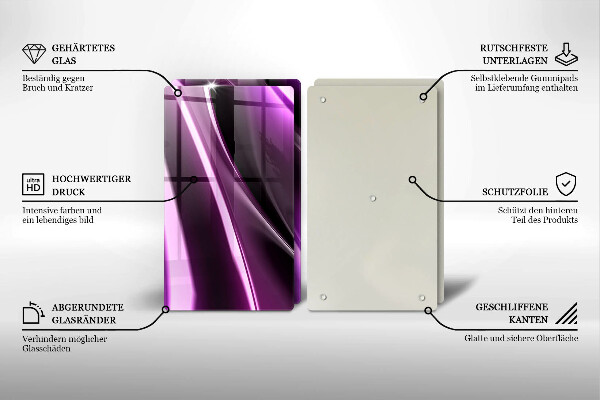 Kuchynská doska veľká zo skla Fialová abstrakcia