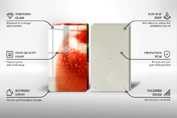 Kuchynská doska veľká zo skla paprika