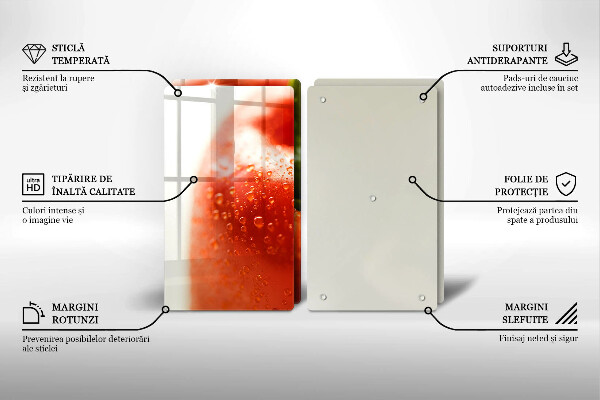 Kuchynská doska veľká zo skla paprika