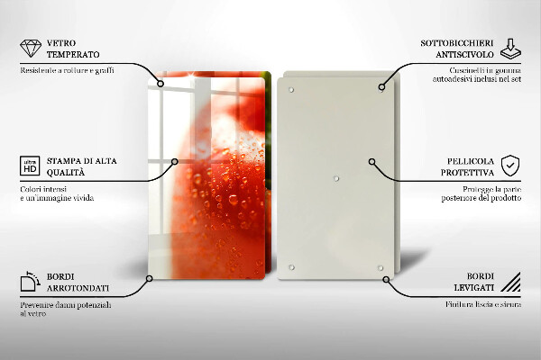 Kuchynská doska veľká zo skla paprika