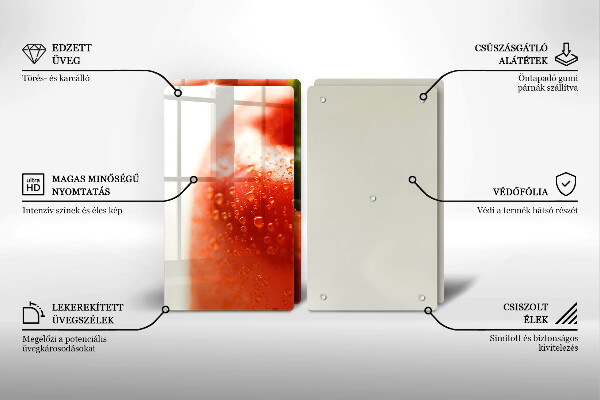 Kuchynská doska veľká zo skla paprika
