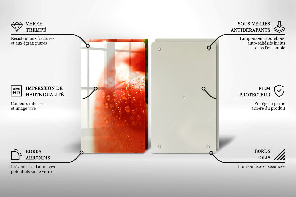 Kuchynská doska veľká zo skla paprika