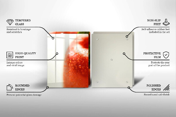 Kuchynská doska veľká zo skla paprika