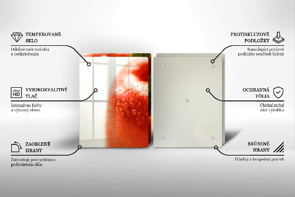 Kuchynská doska veľká zo skla paprika