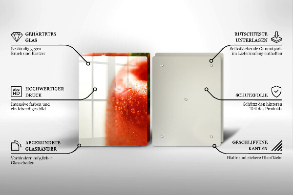 Kuchynská doska veľká zo skla paprika