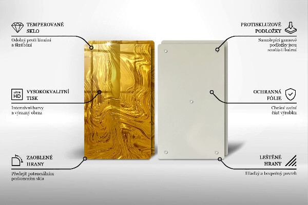 Kuchynská doska veľká zo skla Zlatá textúra