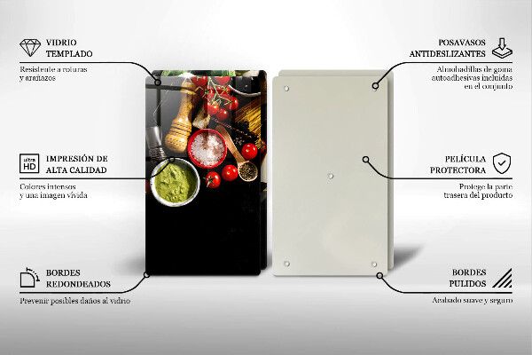 Kuchynská doska veľká zo skla Talianske prísady a koreniny