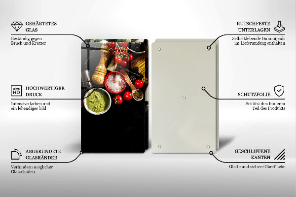 Kuchynská doska veľká zo skla Talianske prísady a koreniny