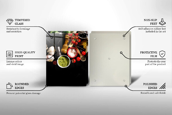 Kuchynská doska veľká zo skla Talianske prísady a koreniny