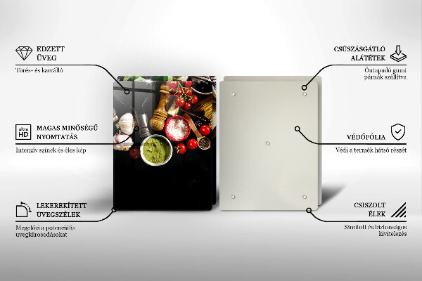 Kuchynská doska veľká zo skla Talianske prísady a koreniny