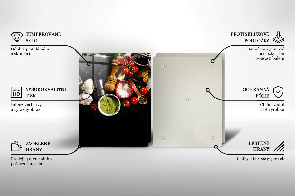 Kuchynská doska veľká zo skla Talianske prísady a koreniny