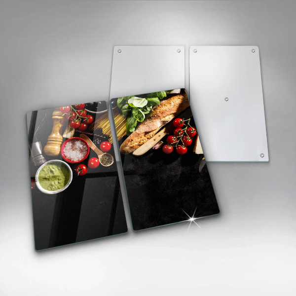 Kuchynská doska veľká zo skla Talianske prísady a koreniny