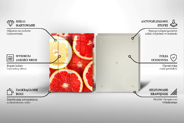 Kuchynská doska veľká zo skla Plátky grapefruitu