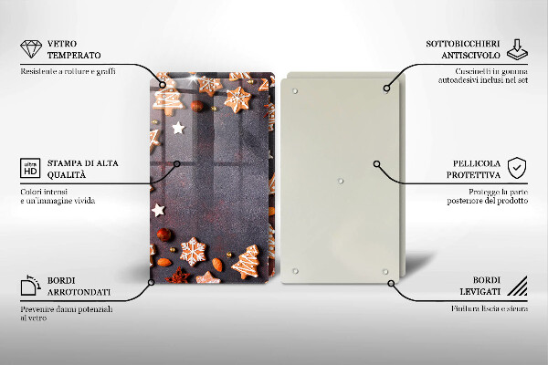 Kuchynská doska veľká zo skla Perníkové Vianoce