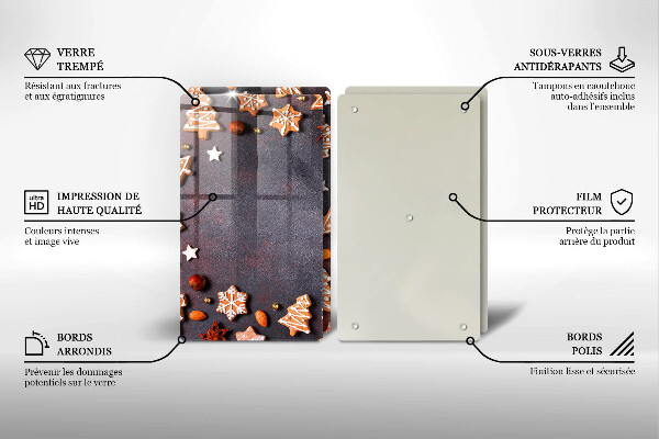 Kuchynská doska veľká zo skla Perníkové Vianoce