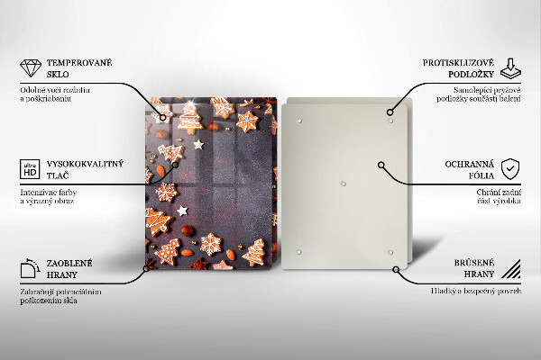 Kuchynská doska veľká zo skla Perníkové Vianoce