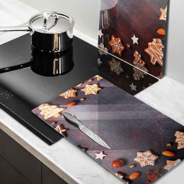 Kuchynská doska veľká zo skla Perníkové Vianoce